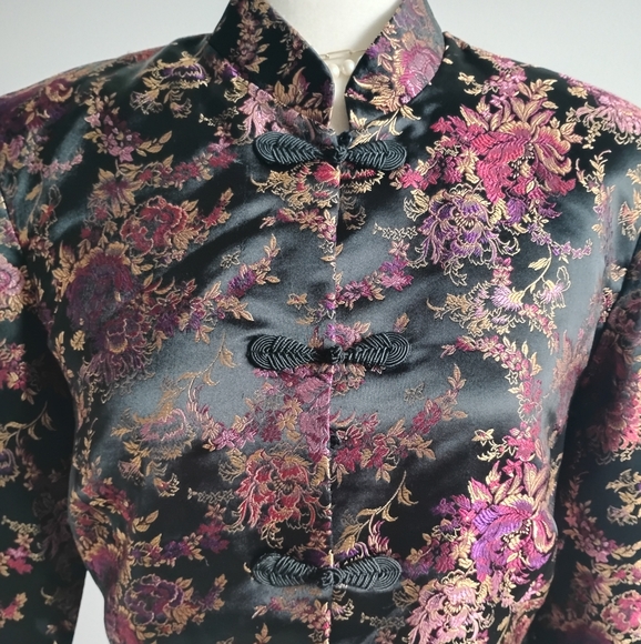 Dress Barn Collection Asian Inspired Jacket Japonica Black Colorful Size Medium - Picture 1 of 17